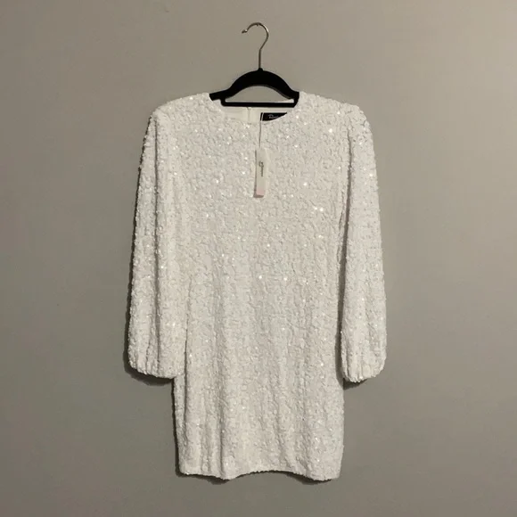 white sequin puff sleeve dress White Sequin Puff Sleeve Maxi Dress shopaleena